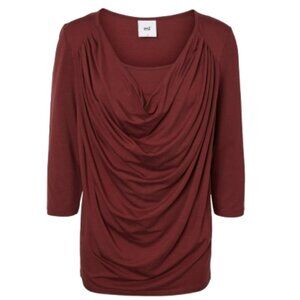 Mamalicious Women's Deep Burgundy Blouse ORGANIC COTTON 3/4 sleeve NURSING TOP